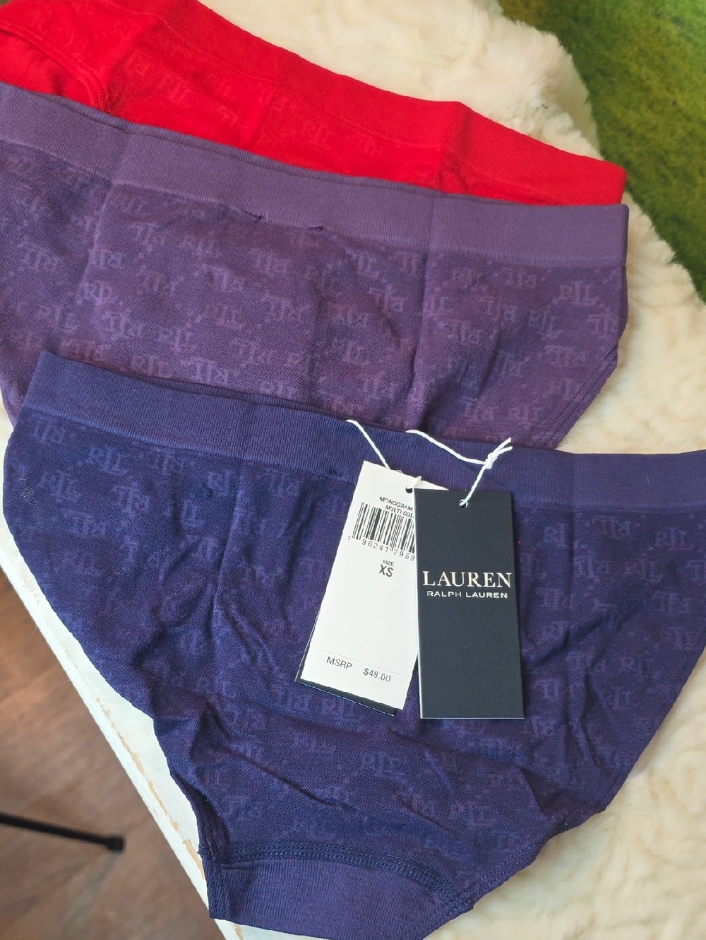 Lauren Ralph Lauren Red, Purple, Deep Purple Bikini Briefs - 3 Pack - Picture 2 of 5